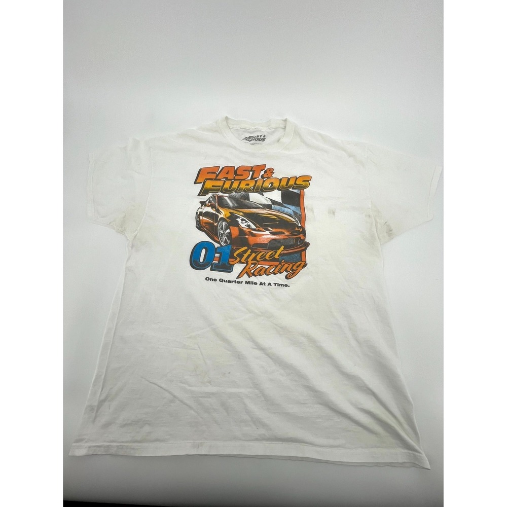 Fast & Furious T Shirt Mens 2XL(50/52) White Cotton 01 Street‎ Racing Movie Car